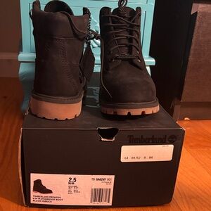 Timberland Black Nubuck Boots with Tan Soles